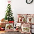 thumbnail image 5 of Merry Christmas Throw Pillow Covers Candy Canes Elk Santa Claus Sleigh Rides Winter Outdoor Decorations Pillowcase Home Decor 18 x 18 Inch Living Room Cushion Case for Sofa Couch Set of 4, 5 of 6