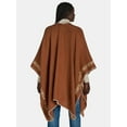thumbnail image 3 of The Pioneer Woman Border Embroidery Ruana Layering Piece, Cognac, 3 of 5