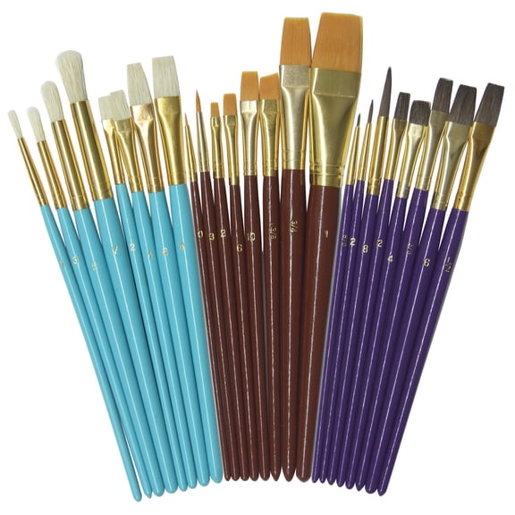 Creativity Street Deluxe Brush Assortment, Assorted Colors & Sizes, 24 Brushes