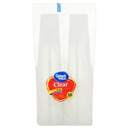 Great Value 16 oz Clear Cups, 50 ct