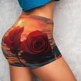 thumbnail image 4 of Salouo Romantic Roses Sunset Ocean Print Women's Athletic Shorts,Booty Shorts Biker Shorts High Waisted Elastic Workout Shorts for Yoga Gym Running Sports-Medium, 4 of 8