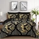 thumbnail image 1 of Juego de edredón para cama de damasco bohemio, dorado, negro, dorado, tamaño king, 1 of 7