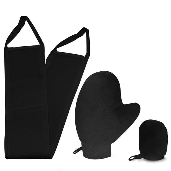 Black Tanning Mitt and Self Tanner Back Applicator, Different Sized Self Tanning Kit, Tanning Glove Self Tan Back Applicator for Lotion Mousse Sunless Face Skin Body Beauty Women Men