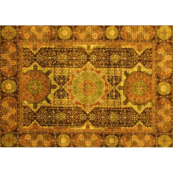 Ahgly Company Indoor Rectangle Abstract Yellow Modern Area Rugs, 2' x 4'