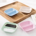 thumbnail image 4 of Transemion Plat à Épices en Paille Assiette Carrée Divisée Assiette à Sauces Plat à Collations Plateaux de Rangement Soucoupe Récipient Alimentaire pour Raviolis Vert 1Ensemble, 4 of 6
