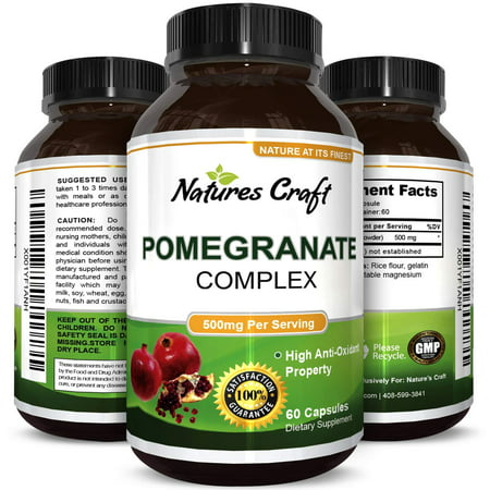 Natural & Pure Pomegranate Supplement For Women & Men - Powerful Antioxidant Pills + Immune System Booster - Best Energy Booster Supplements + Blood Pressure Control - Pure Capsules By Natures