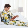 thumbnail image 4 of Mens Pajamas Set, Bees Collecting Nectar Button Down Long Sleeve Loungewear Sleepwear Pjs sets for Men, 4 of 5