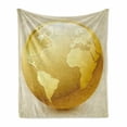 thumbnail image 1 of Earth Soft Flannel Fleece Throw Blanket, Vivid Style Earth in Yellow Color World Sphere Global International Theme, Cozy Plush for Indoor and Outdoor Use, 50" x 70", Yellow Beige, by Ambesonne, 1 of 6