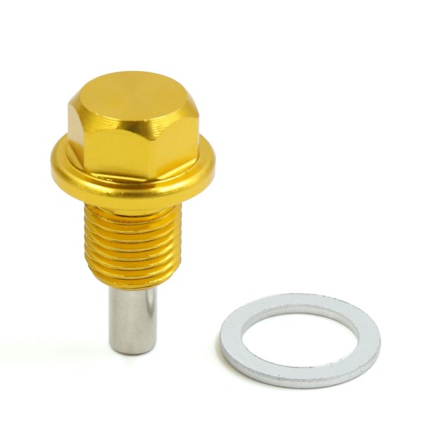 M12 x 1.25 Gold Tone Engine Oil Pan Drain Bolt Screw w Billet