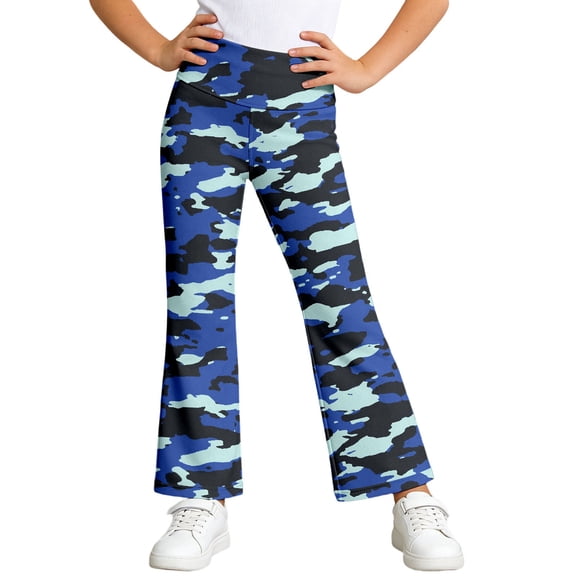 Tiijoy Toddler Girls Camo High Waist Flared Pants Casual Stretch Athletic Pants, Sizes 1-14