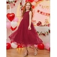 thumbnail image 3 of Oudiya Flower Girls Dress Bowknot V-Back Formal Pageant Ball Gown Party Wedding Tulle Long Dresses, 4-12Y, 3 of 6