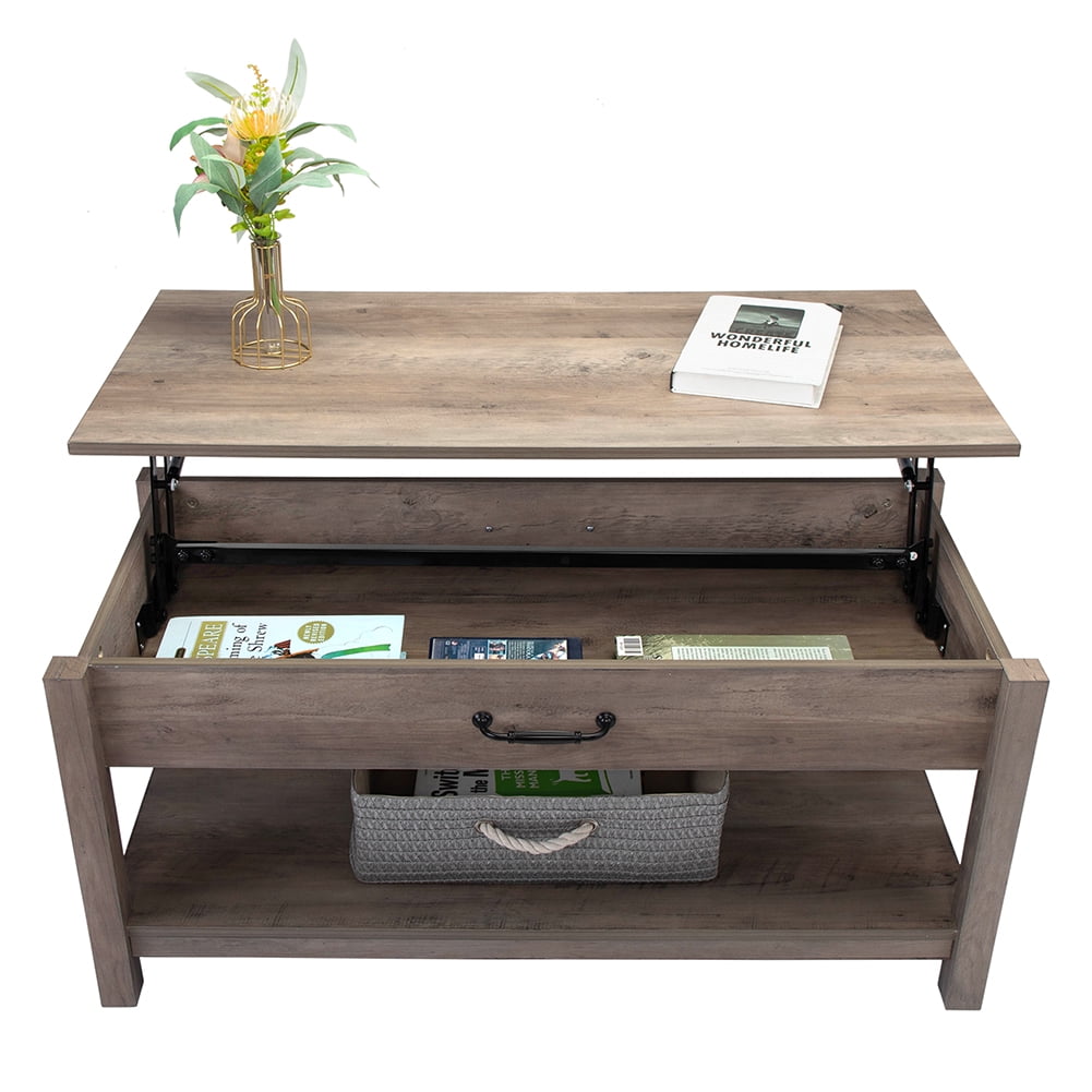 Private Jungle Rustic Lift Top Coffee Table W/ Hidden Storage Compartment and Open Shelf Home,Gray Private Jungle Rustic Lift Top Coffee Table W/ Hidden Storage Compartment and Open Shelf Home,Gray