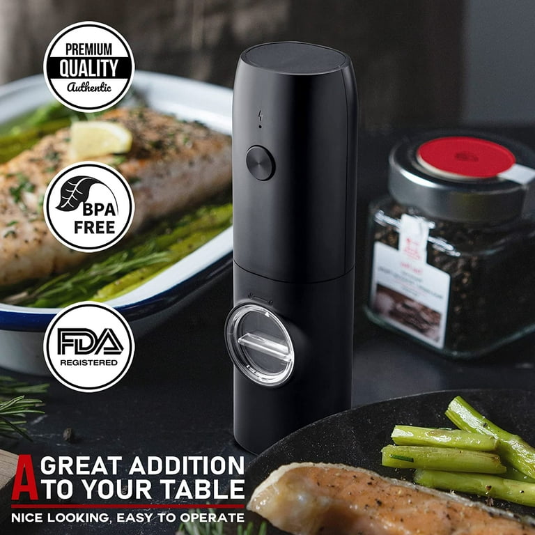 𝑵𝒆𝒘 𝑼𝒑𝒈𝒓𝒂𝒅𝒆𝒅 PwZzk Electric Salt and Pepper Grinder Set  Rechargeable USB One Hand Automatic Operation Stainless Steel Electronic  Spice Mill Shakers