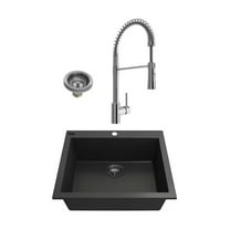 BOCCHI 1606-504-2020CH Dual Mount Granite Composite 24" 1 Bowl Kitchen Sink Kit
