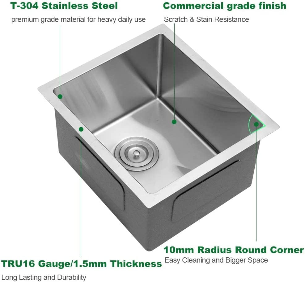 Buy Bar Sink Undermount Sarlai 14x18 Undermount Single Bowl Stainless