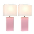 thumbnail image 3 of Elegant Designs 2-Pack Modern Leather Table Lamp Set with White Shades, Pink, 3 of 6