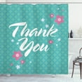 thumbnail image 1 of Thank You Shower Curtain, Sweet Design Floral Ornamental Thank You Calligraphy with Pretty Flowers Pattern, Fabric Bathroom Set with Hooks, 69"W X 75"L Long, Multicolor, by Ambesonne, 1 of 3
