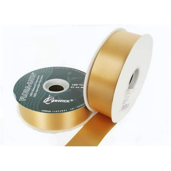 Berwick 1-7/16-Inch Wide by 100-Yard Spool Flora Satin Craft Ribbon, Gold