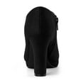 thumbnail image 3 of BLISSFUL STEP Women's Ankle Boots Faux Suede Round Toe Block High Heel Side Zipper Shoes Black 5.5, 3 of 8