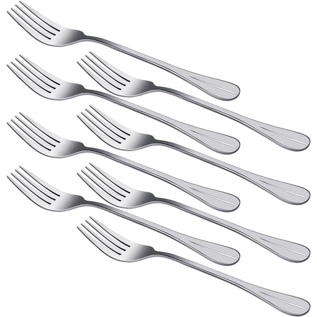Unique Bargains 7 Inch Length Kitchen Gadget Metal Tableware Dinner Forks Silver Tone 8pcs