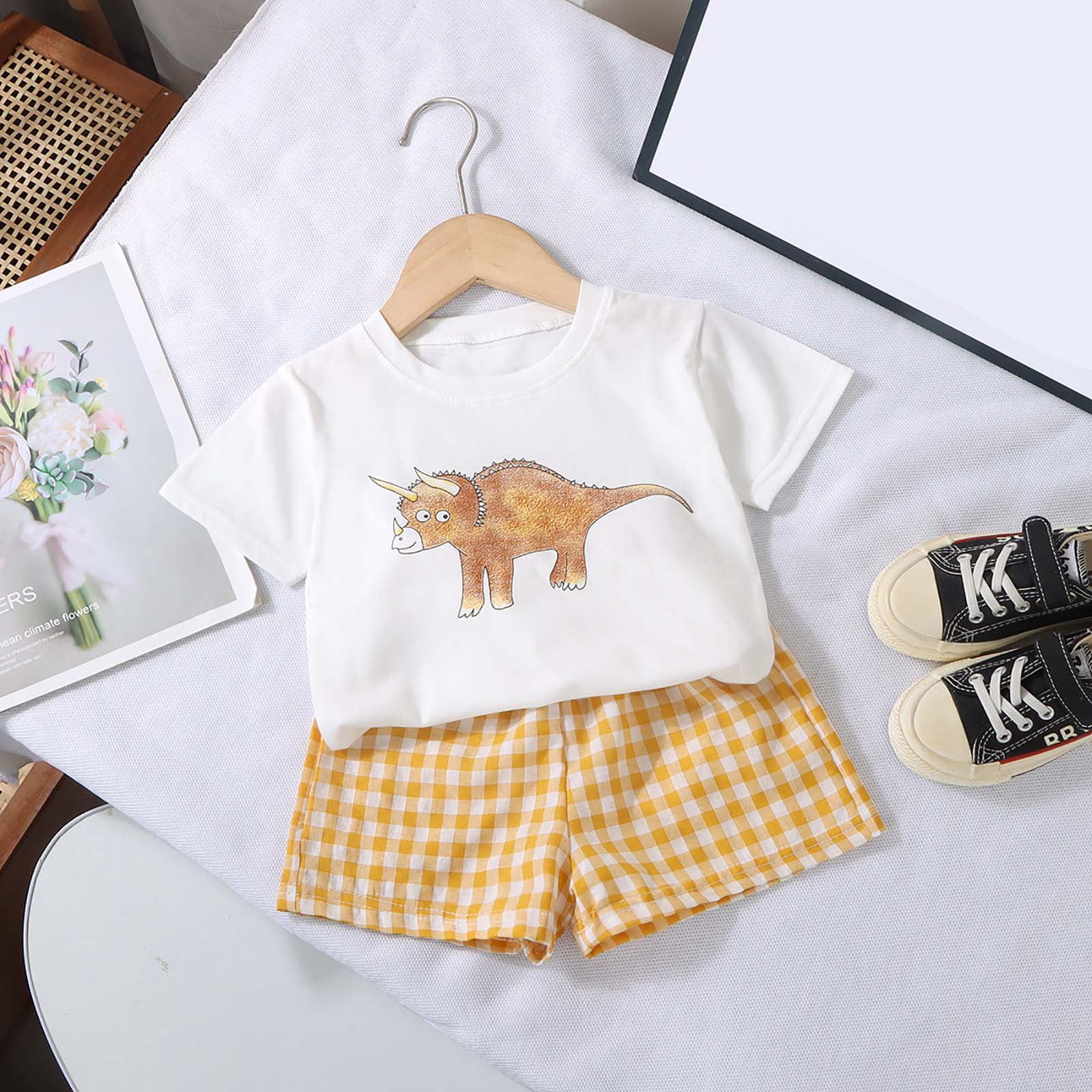 Kogui Toddler Girl Outfits Toddler Girl Outfits Tops Sleeveless Tank Tops Shorts Summer Clothes Set 3 6 9 12 18 24 Months 2T 3T 4T (Yellow,18-24 Months)