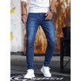 thumbnail image 2 of Pantalones vaqueros elásticos Retro con cremallera para hombre, pantalones ajustados informales, talla grande, 2 of 5