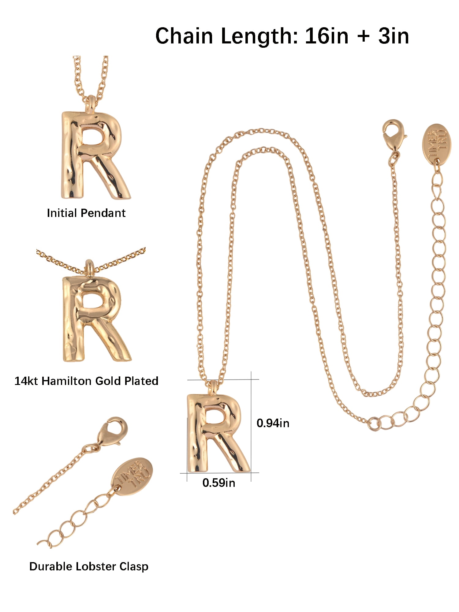 Time and Tru Goldtone Hammered Initial "R" Pendant Necklace