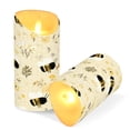 thumbnail image 2 of 2 PCS Tilted Flameless Candles Flickering LED Lights Battery Operated Candles with Remote Timers for Holiday Decor Cute Bees and Honeycomb Pattern, 2 of 7