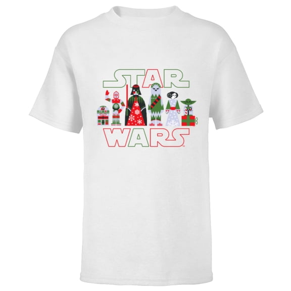 Star Wars Holiday Galactically Festive Christmas Logo - Short Sleeve T-Shirt for Kids - Customized-White