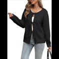 thumbnail image 3 of Suéteres para Mujer, Modernos, Otoño-Invierno, con Abertura Frontal, Larga, Botones, Chaqueta Corta para Dama. Negro S, 3 of 9
