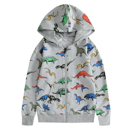 

Hoodie For Boy Girl Cozy Toddler Baby Kids Sweatshirts For Teen Lightweight Zip Up Hooded Dinosaur Long Sleeve Sweat Shirt 3 To12 Years Unisex Infant Sweaters Pullover Outwear Grey 10-12 Years