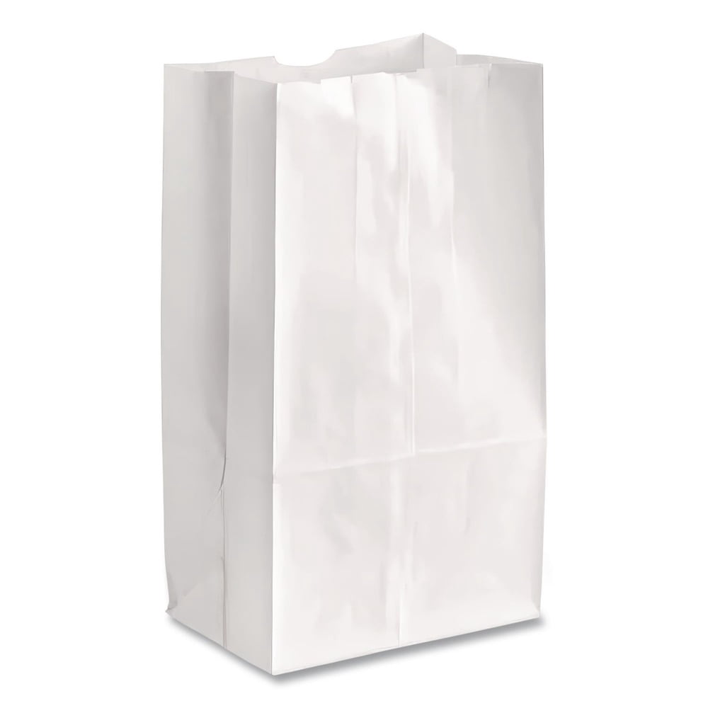 7 in. x 4.38 in. x 13.75 in. No. 12 Size Grocery Paper Bags - White (500/Bundle)