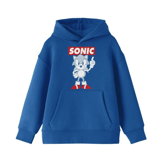 Sonic the Hedgehog Character and Logo Youth Royal Blue Hoodie - XS