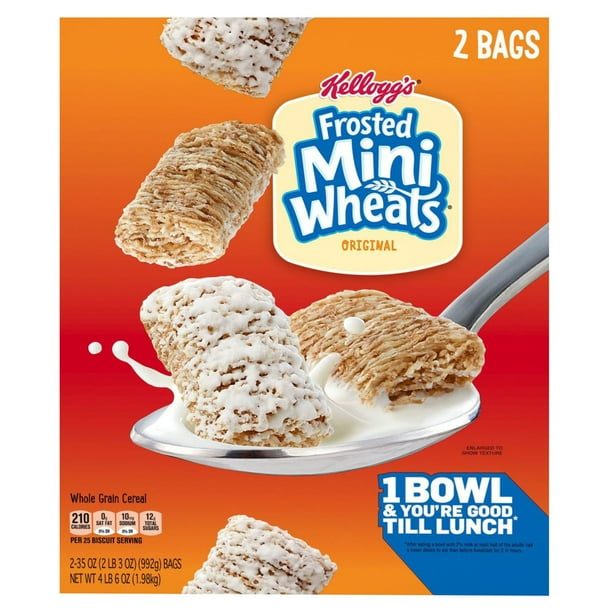 Kelloggs Frosted Mini Wheats Breakfast Cereal, 11 Vitamins and Minerals