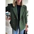 thumbnail image 1 of Women's Spring Wool Blend Double-Breasted Coat Solid Color Regular Fit Long Sleeve Suit Jacket Brown, 1 of 6