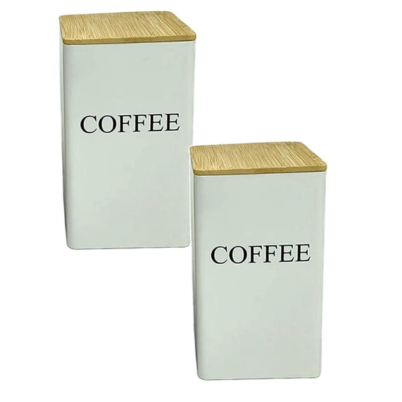 2Pcs Coffee Tea Container Metal Vintage Kitchen Canister With Airtight Lids Food Storage Container Jars For Kitchen Counter Farmhouse Kitchen Home Food Storage