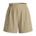 thumbnail image 5 of Womens Summer Shorts Linen Lace Elastic Waist Casual Comfortable Beach Shorts With Pocket, 5 of 6