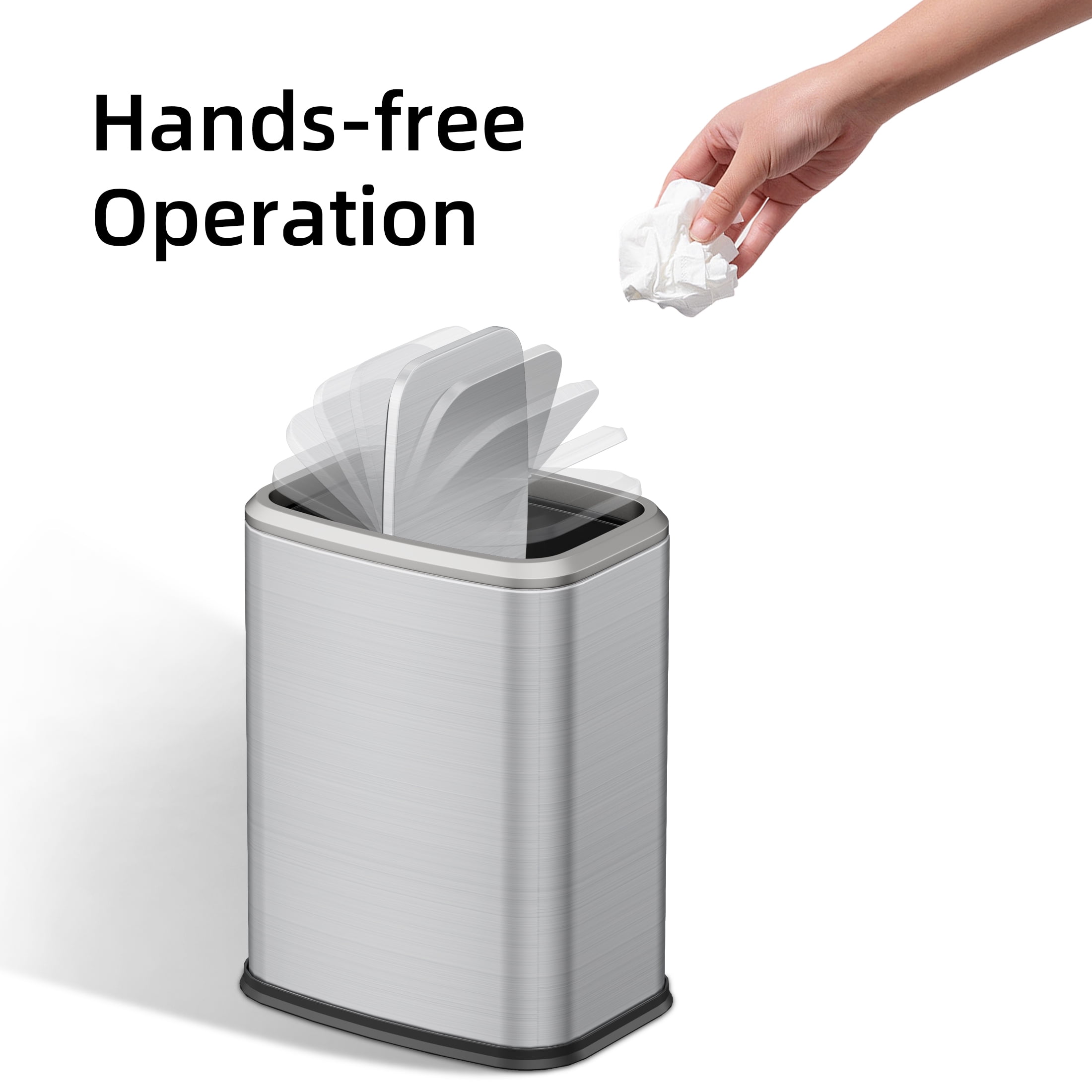 KSSKSS 2.1 Gallon/8L Stainless Steel Bathroom Trash Can with Swing Lid, Silent Garbage Can for Bathroom, Bedroom, Office,Living-Room (Titanium Silver)