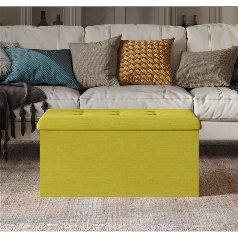 Home Design Florence Folding Storage Bench, Green Linen photo 1