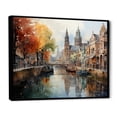 thumbnail image 2 of Designart "Beige Canal City Reflections Cityscape" Canals Floater Framed Wall Decor, 2 of 7
