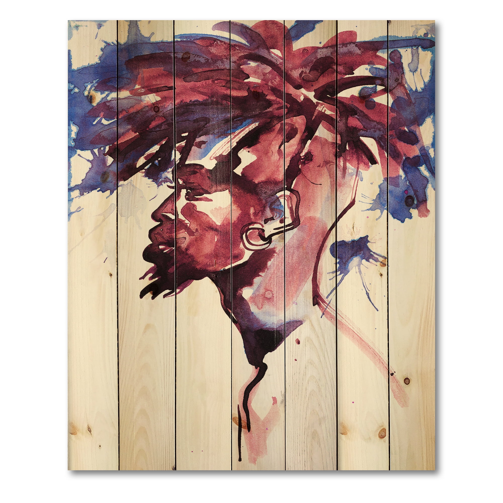 Designart 'Fashion Portrait of Handsome African Man' Modern Print on Natural Pine Wood