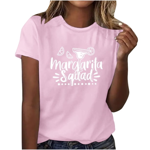 Camisetas de Manga Corta para Mujeres de Longitud Regular de Poliéster Sólido, Camiseta de Fiesta de Mayo Y Blusa Del Festival para la Primavera Y el Verano