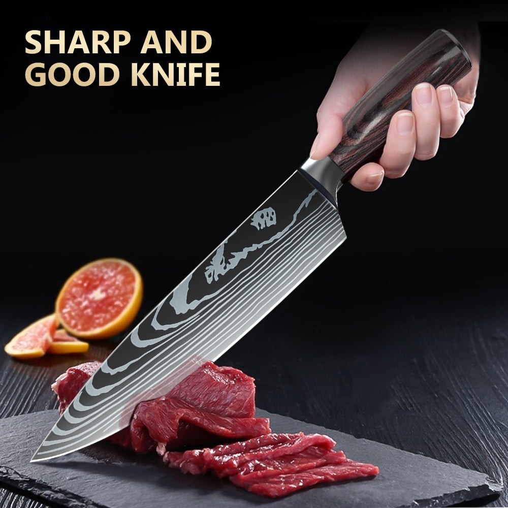 8 Pieces Chef Knife Set Professional, MDHAND Professional Stainless Steel Kitchen  Knife Set, Include Knife Guard, Sharp Kitchen Knife Set For Chop  Fruits/Vegetables/Meat, Etc, HD167 