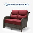 thumbnail image 5 of Hillga Wicker Outdoor Loveseat Sofa with Cushions for Backyard,Red, 5 of 8