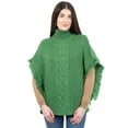 thumbnail image 4 of SAOL 100% Merino Wool Women's Aran Cable Knitted Poncho Irish Cape High Neck Sweater Made in Ireland, 4 of 4