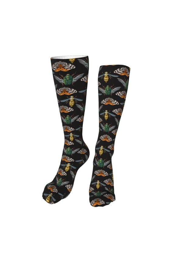 Wasp Cockchafer Butterfly Funny Silky Novelty Funky Long Knee High Socks Soft 3D Print Cosplay Crazy Stockings for Men Women