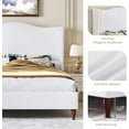 thumbnail image 5 of Neche Queen Upholstered Platform Bed Frame - 51" Tall Curved Wingback, Soft Fabric, Retro Sleigh Style, No Box Spring Needed, Easy Assembly, White, 5 of 12
