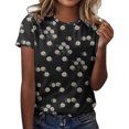 thumbnail image 1 of Tops de Algodón para Mujeres Flores Y Plantas Informales Impresas Cuello Redondo, Camiseta de Manga Corta para el Hogar Y Diario, 1 of 3
