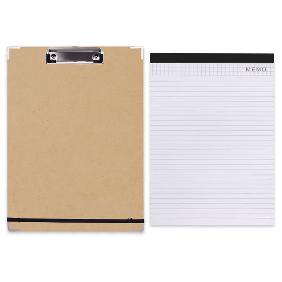 Marte Vanci A4 Clipboard with Legal Pad, Durable Hardboard Clip Board with Lined Notepad, Portable Writing Board for Office, Brown