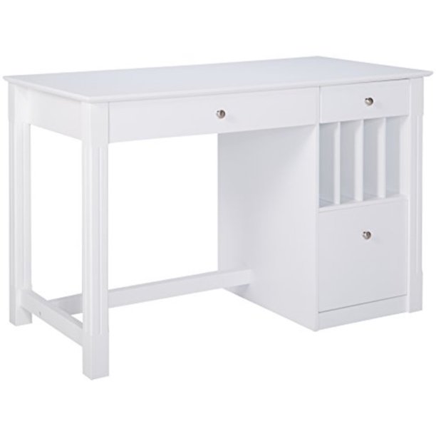 Sober And Sturdy Deluxe Wood DeskWhite by Walker Edison